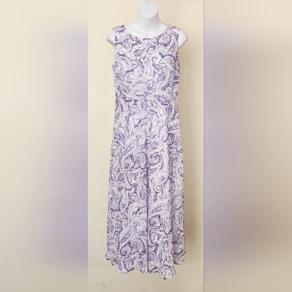 BLACK LABEL by Evan-Picone Lilac Paisley Print Sleeveless Fit & Flare Dress - Picture 2 of 11